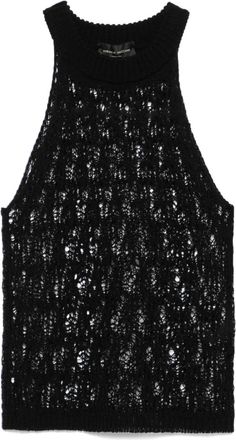 Roberto Collina Top in maglia effetto pizzo - Nero