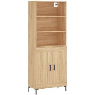 vidaXL Vidaxl - Aparador Alto Madera Contrachapada Color Roble 69,5x34x180 Cm