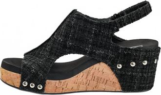Corkys Footwear Womens Carley Wedge Heel Sandal In Black Tweed
