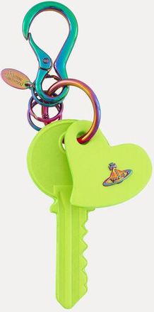 Vivienne Westwood Key And Heart Keyring Leather Fluro-green One Size Unisex