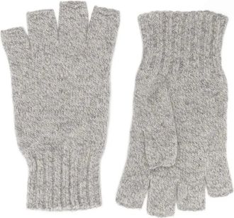 John Smedley Wollen vingerloze handschoenen - Grijs