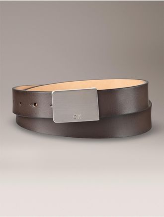 Calvin Klein Mens Smooth Plaque Belt - Brown - XL