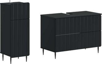 vidaXL Juego De Gabinete De Ba&ntilde;o De 2 Piezas Zwolle Negro Vidaxl