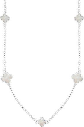 Adornia Mother of Pearl Clover Station Necklace in White at Nordstrom Rack