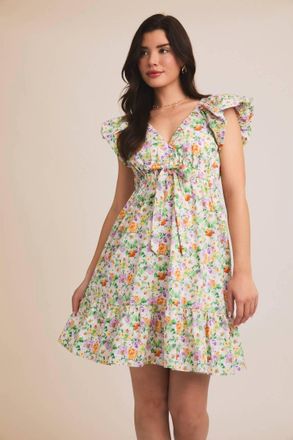 Gilli Adriana Mini Dress - Plus In Beige Multi