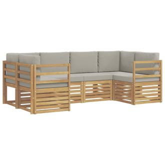 vidaXL Conjunto De Sof&aacute; Seccional 6 Pcs Blanco Y Gris Claro Vidaxl