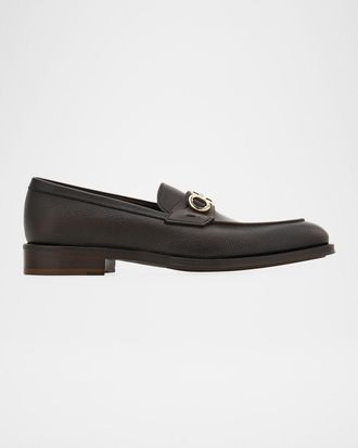 Ferragamo Mens Benedict Gancio Leather Loafers