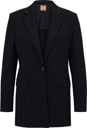 HUGO BOSS Womens Solid Patterned Lapel Collared Blazer in.Black - Size 4 UK