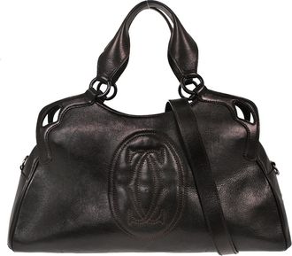 Cartier Cartier Marcello Handbag Leather Black Leather Handbag (Pre-Owned)
