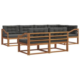 vidaXL Conjunto De Sof&aacute;s De Exterior 7 Pcs Natural Y Antracita Vidaxl