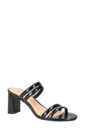 Easy Street Jemma Slide Sandal in Black Crinkled Patent at Nordstrom, Size 6.5