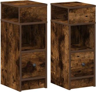 vidaXL Vidaxl - Bedside Cabinets 2 pcs with Drawer Smoked Oak 25x31x66 cm