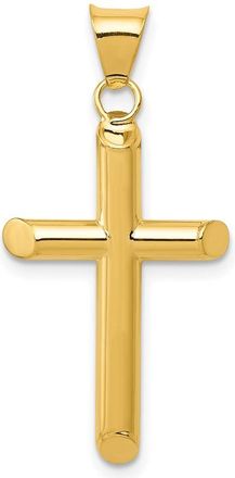 Diamond2Deal 14k Yellow Gold 3-D Polished Hollow Cross Pendant