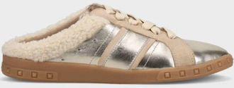 Vaneli Womens Pepper Lace-Up Backless Slide Sneaker In Beige/silver