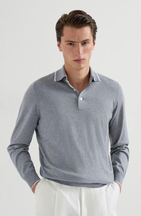 Brunello Cucinelli Cotton and cashmere knit polo in Dark Grey at Nordstrom, Size 52 It