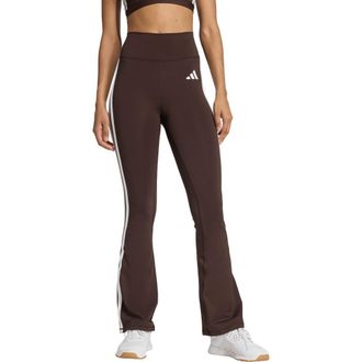 adidas Optime Essentials 3-Stripes High Waist Flare Leggings in Aurora Coffee/White at Nordstrom Rack, Size X-Small