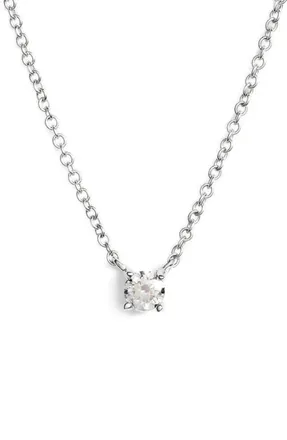 Bony Levy Petite Liora Diamond Solitaire Pendant Necklace in White at Nordstrom, Size 18