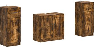 vidaXL Juego De Gabinete De Ba&ntilde;o De 2 Piezas Utrecht Roble Ahumado Vidaxl