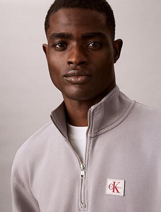 Calvin Klein Sudadera De Felpa De Algod&oacute;n Con Cremallera Parcial