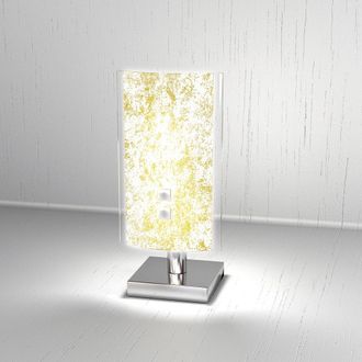 Top-Light Abatjour Moderno Tray Metallo Bianco Vetro Foglia Oro 1 Luce G9