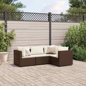 vidaXL Vidaxl - Set Mobili da Giardino 4 pz con Cuscini in Polyrattan Marrone