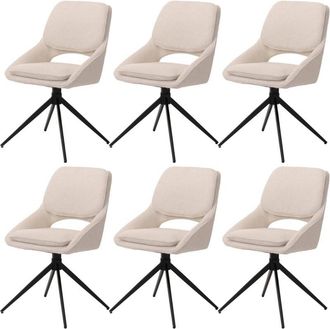 Hhg Hhg - Juego De 6 Sillas De Comedor 612, Silla De Cocina, Giratoria Con Retorno Autom&aacute;tico, Tejido Boucl&eacute; (540 G/m&sup2;) &Ouml;ko-tex, Gris Oscuro