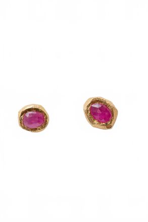 Page Sargisson Womens 18K Rose Cut Studs In Ruby Sapphire