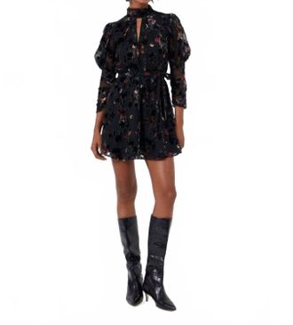 French Connection Guthern Burn Out Short Dress In Black