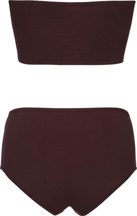 Alaia Womens Second Skin Bikini Set Brown Stretch Jersey Swimwear
