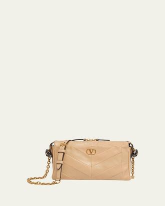 Valentino Garavani Small Chevron Patchwork Leather Shoulder Bag