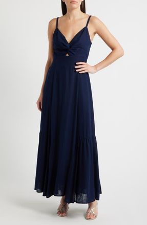 CeCe by Cynthia Steffe Twist Front Cutout Maxi Dress in Classic Navy at Nordstrom, Size Xx-Large
