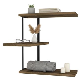 Dmora Estanter&iacute;a Almaz, Estante, Estante De Pared, Estanter&iacute;as Multiusos, 45x20h47 Cm, Nogal Y Negro, Con Embalaje Reforzado - Dmora