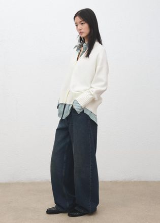 Mango Cardigan maglia collo a V bianco - Donna - XS - MANGO