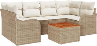 vidaXL Garden Sofa Set with Cushion 7 pcs Beige Poly Rattan vidaXL