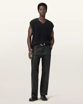 AllSaints Manto Straight Fit Leather Pants
