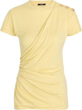 Balmain Draped Cotton T-shirt - Pastel - XS (UK6 / XS)