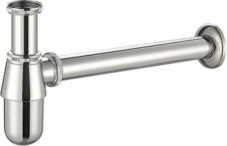 Trade Shop Trade Shop - Scarico Sifone A Bottiglia Lavandino Sotto Lavabo Cromato 1 1/4 Con Rosone 9373