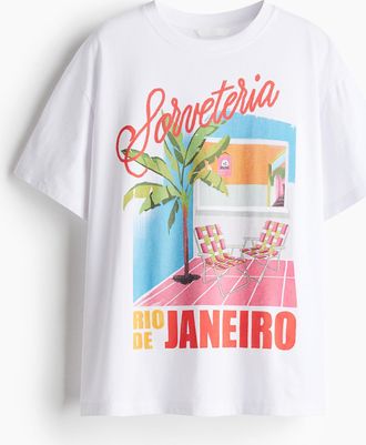 H&M Oversized T-Shirt - Weiss/Sorveteria