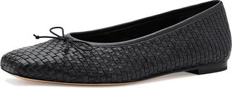 Vince Darla Weave Ballerina/Skimmer Womens Flat Shoes Black : 7.5 M, Leather