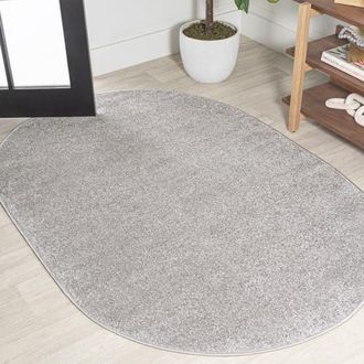 Jonathan Y Designs Haze Solid Low-Pile Oval Area Rug in Slate-Grey at Nordstrom, Size 3Ft 0In X 5Ft 0In