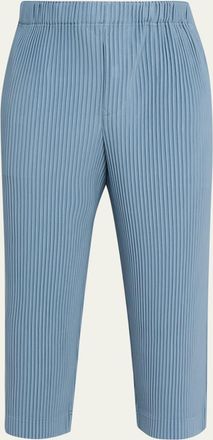 Homme Plissé Issey Miyake Mens Cropped Brown Pleated Trousers