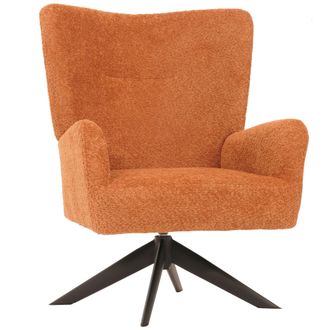 Hhg Hhg - Sill&oacute;n Lounge 916, Sill&oacute;n Cocktail Sill&oacute;n Tapizado Reclinable, Giratorio, Tela/textil Chenilla Metal, Terracota