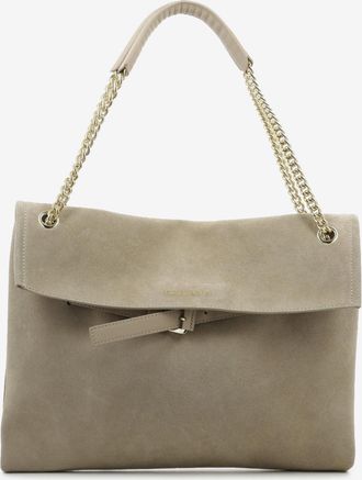 Orciani Borsa Venus Peach Midi a spalla in suede sabbia