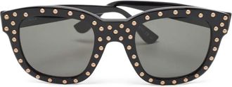 Saint Laurent Zonnebril met vierkant montuur en studs - Zwart