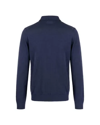 Emporio Armani Half-Zip Virgin Wool Knit Sweater - Navy