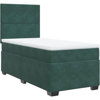 vidaXL Vidaxl - Cama Box Spring Con Colch&oacute;n Terciopelo Verde Oscuro 90x190 Cm