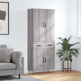 vidaXL Vidaxl - Aparador Alto Madera Contrachapada Gris Sonoma 69,5x34x180 Cm