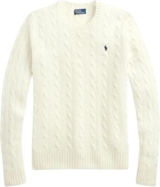 Polo Ralph Lauren Gedraaide gebreide wol-kasjmier trui - Dames - Ronde hals truien - Beige - XL - Wol - Truien & Vesten