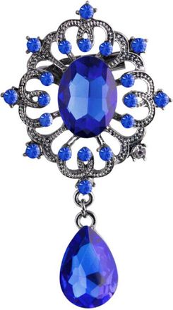 Bluelans Luxury Brooch Stunning Rhinstones Crystals Floral Pin Brooch (Sapphire Blue)