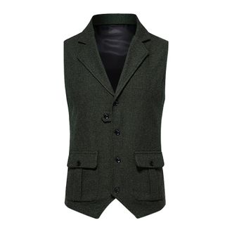 Generic Mens Blazers Smart Casual Tweed, Lapel Waistcoat Mens Men V Neck Business Vest Sleeveless Jacket Slim Fit Suit Vests Single Breasted Waistcoat For Wed
